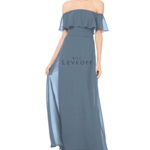 Bill LEVKOFF Slate chiffon Bridesmaid Dress Size 8